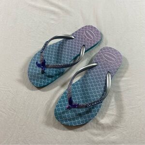 Havaianas Sandals flip flops Blue and Purple Mermaid Sandals kids